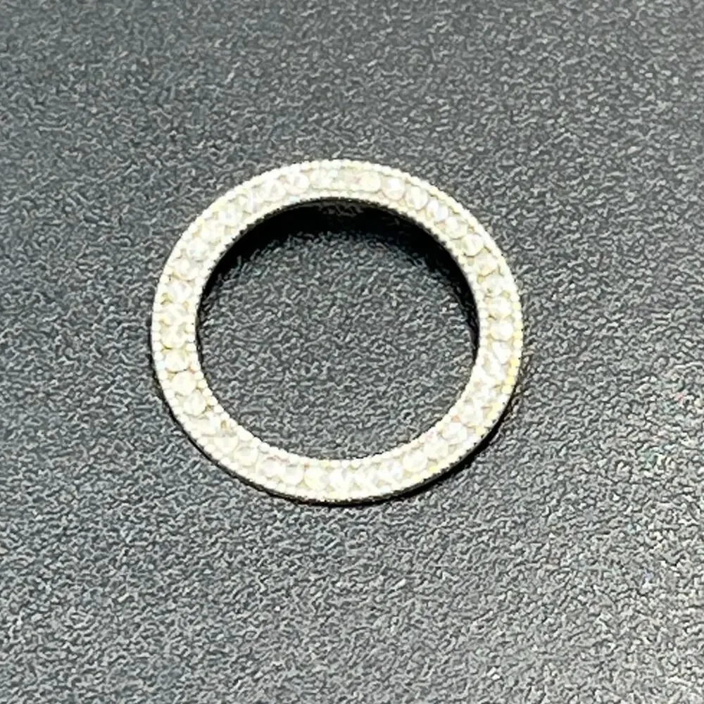 JCM 10k White Gold Round Open Circle Diamond‎ Cut Pendant Stamped